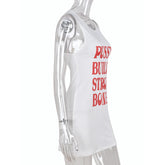 Women Clothing Summer Sleeveless Hollow Out Cutout Letter Graphic Sheath Dress for Women